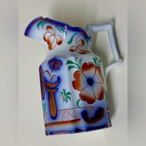 19th Century Antique Gaudy Welsh PAGODA Hexagonal Lustreware Pitcher Jug - Picture 12 of 16